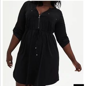 Torrid black zipper shirt dress 4 4x NWT